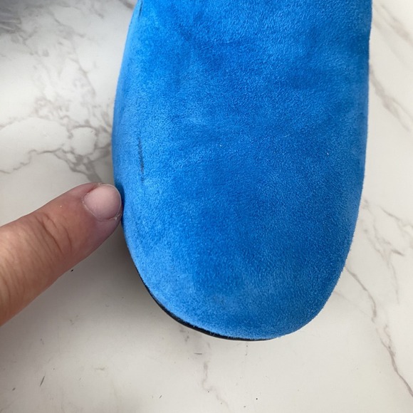 Naturalizer Emiline Bauhaus Loafer Sz 8.5‎ W Blue Suede Slip-on Low Heel Work - Picture 4 of 11